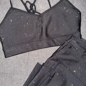 DKNY Black and White Speckled Activewear Set